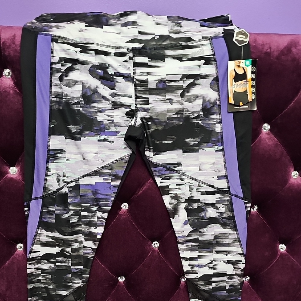 Avia Purple and Black Leggings for Active Wear